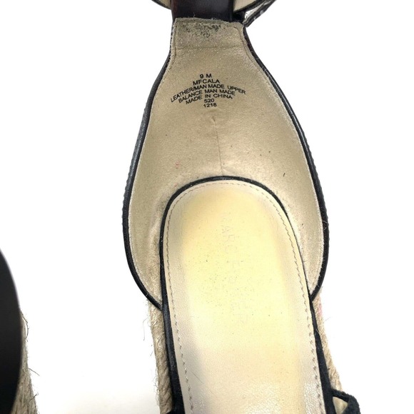 Marc Fisher Cala Wedge Black Suede Platform Espadrille Sandal Women's Size 9M - Picture 7 of 9